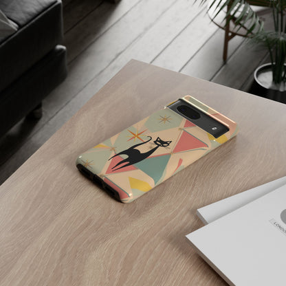 Atomic Cat Mid Mod Retro Cat Phone Case | Tough Cases with Vintage Vibe | Ideal for Cat Lovers