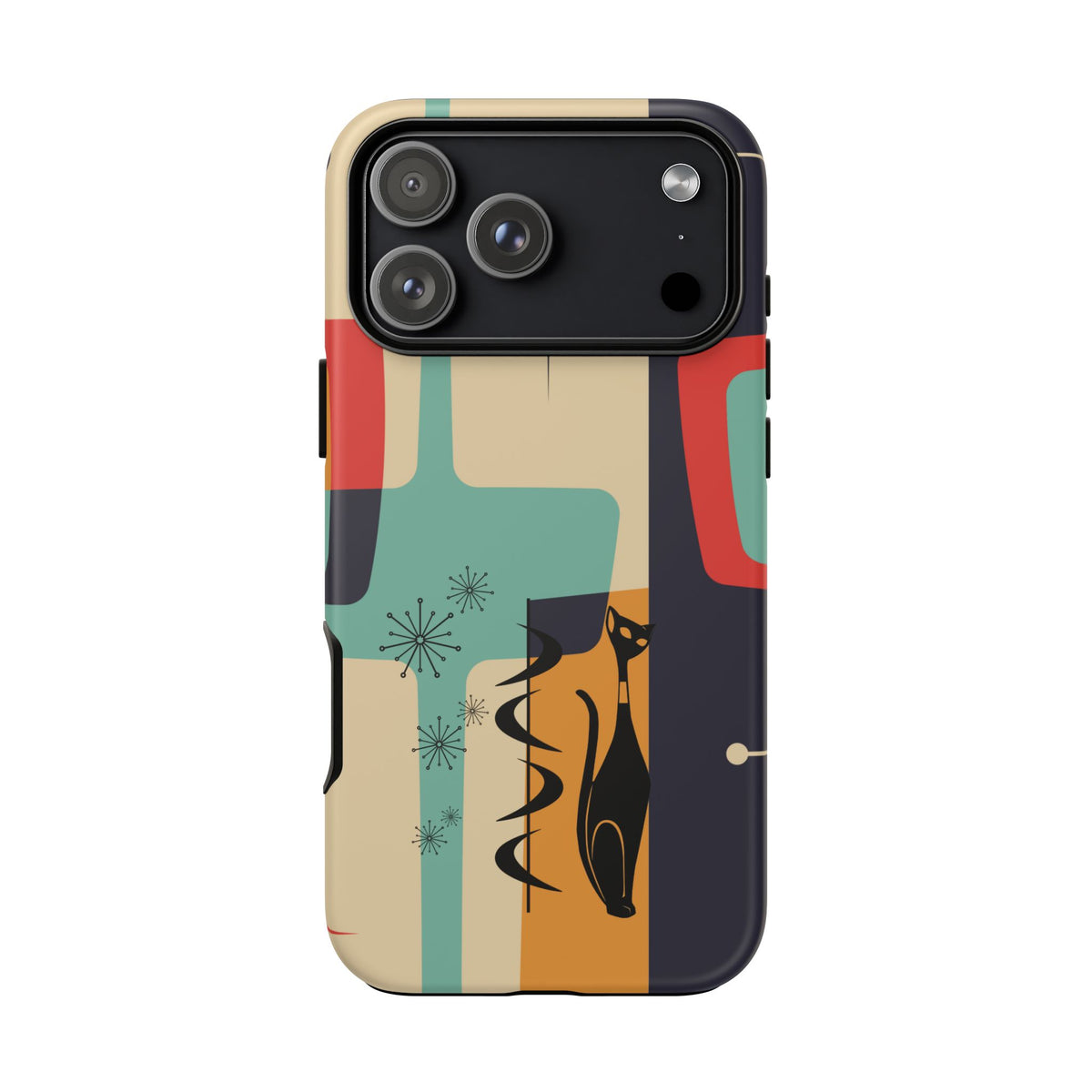 Mid Century Modern, Geometric, Atomic Cat Groovy Smart Phones Tough Phone Cases