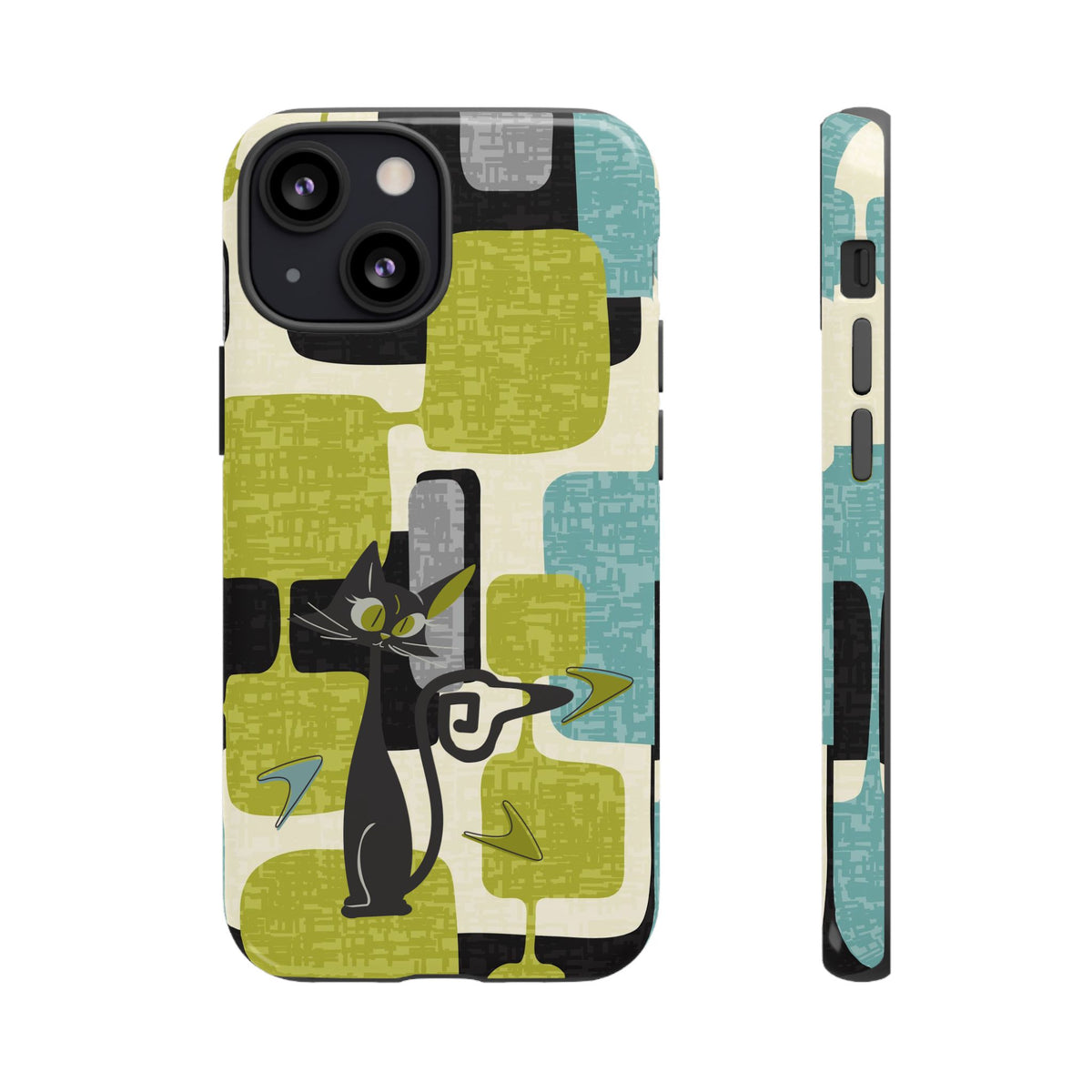 Mid Century Modern Geometric Kitschy Cat, Boomerang Retro Smart Phone Tough Cases - Mid Century Modern Gal