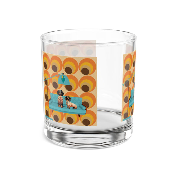 70s Retro Barware, Doxie Dachshund Mid Century Modern Barware, Bourbon, Whiskey Bar Glass