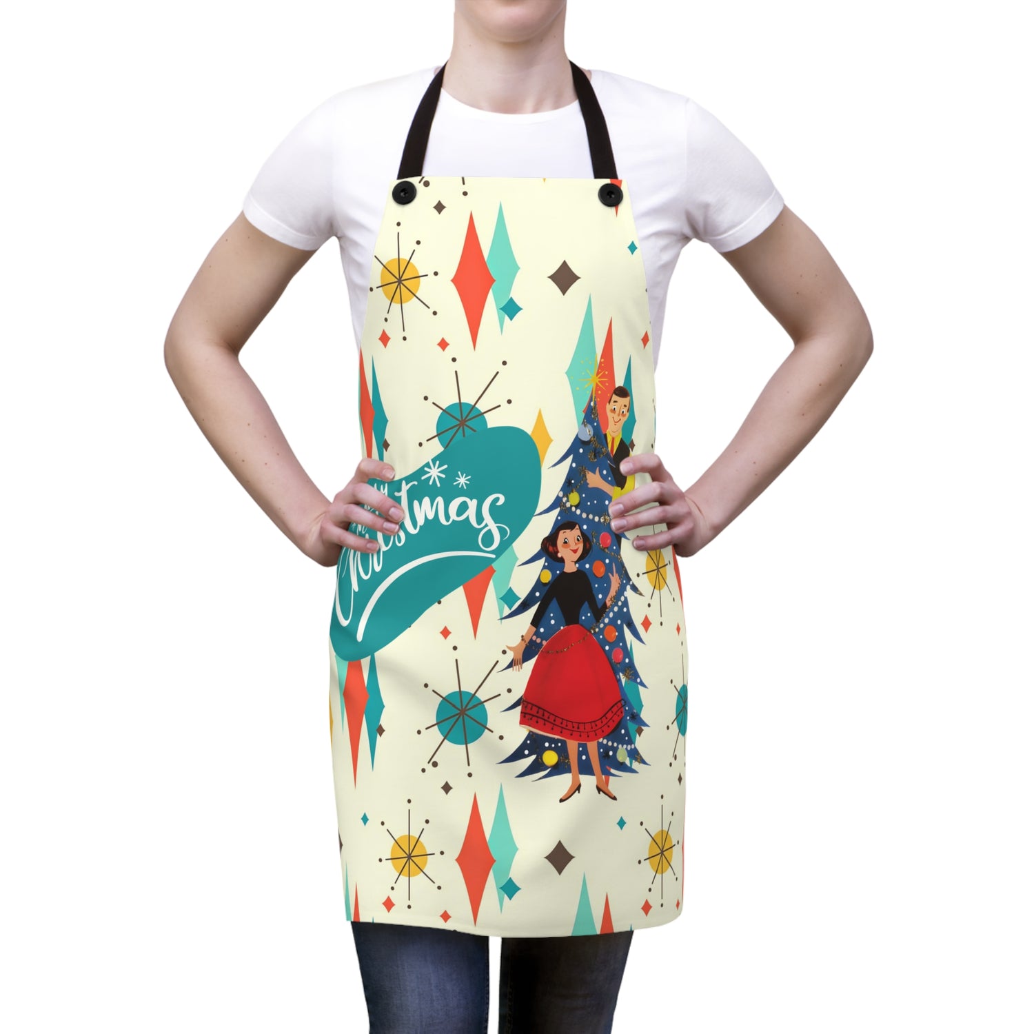 Kitschy Vintage 50s Christmas Card Baking Cooking Apron Mid Mod Style - Mid Century Modern Gal