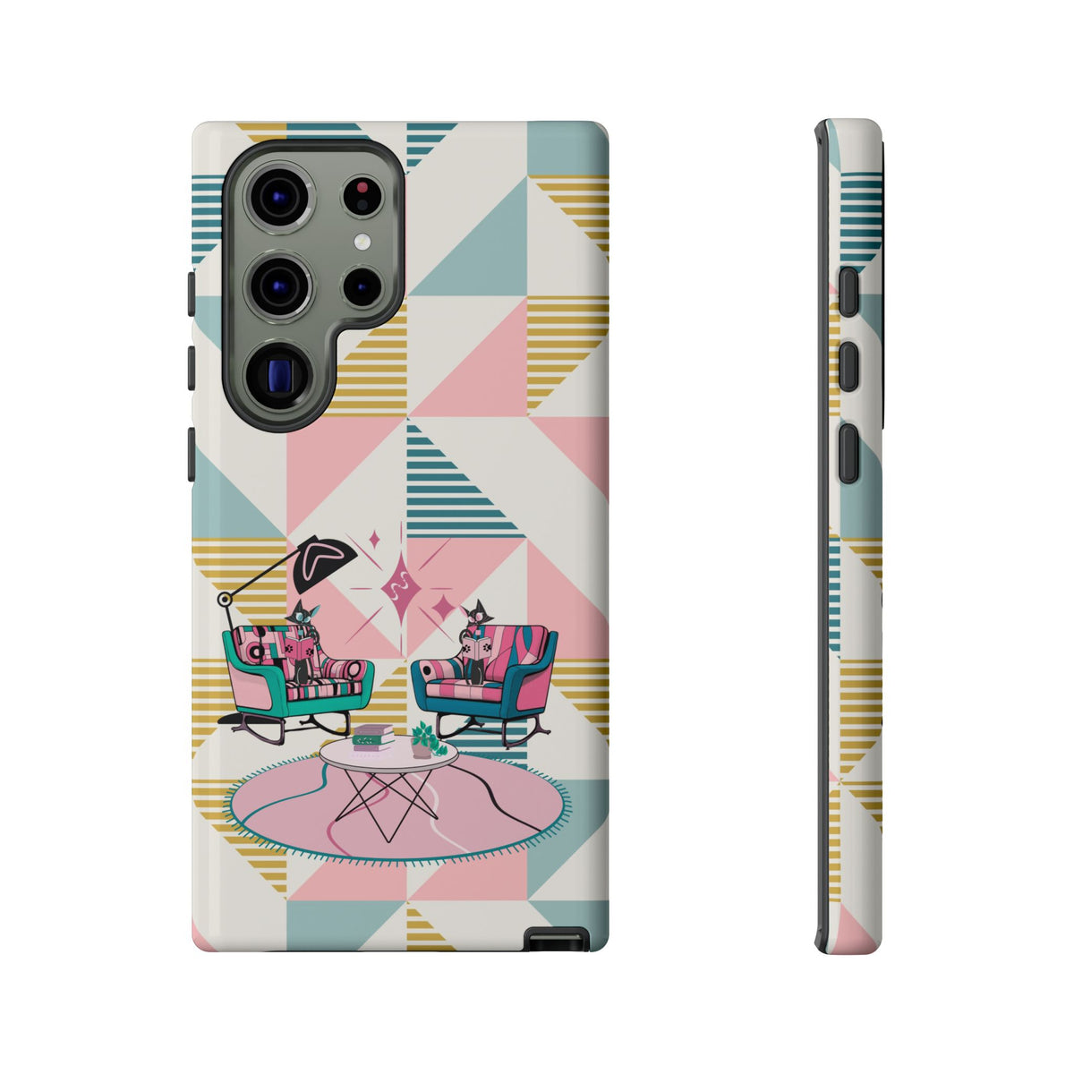 Atomic Cats Reading, Book Talk, Book Lover, Retro Chic Phone Case with Retro Vibe - Cozy Living Room Design