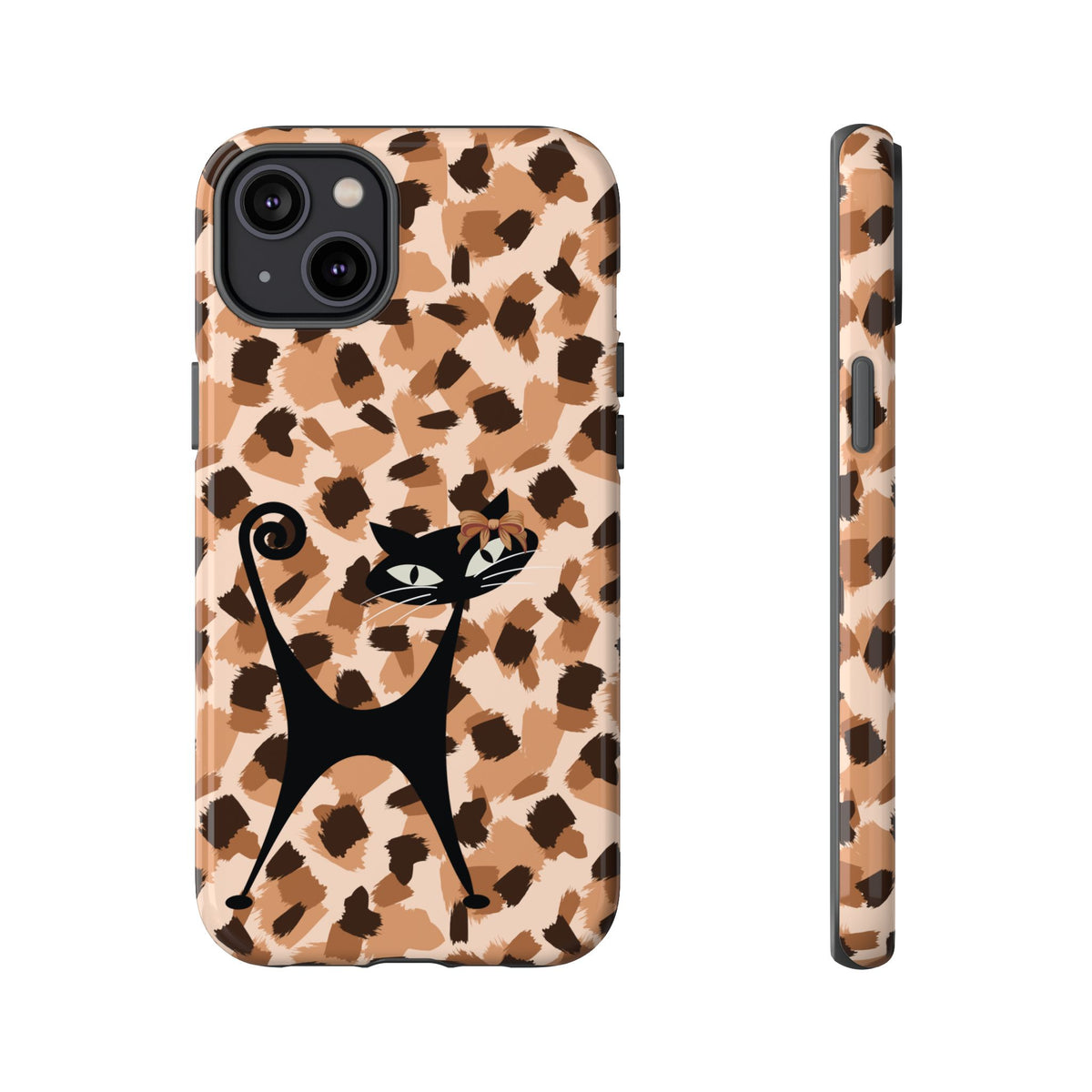 Mid Century Modern Atomic Cat, Animal Print Kitschy Trendy Smart Phone Tough Cases - Mid Century Modern Gal