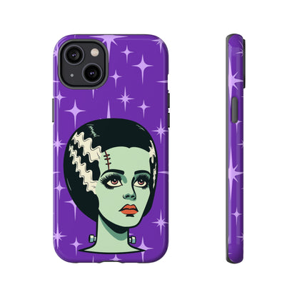 Bride of Frankenstein Retro Mid Mod Horror Buff Purple Halloween Tough Phone Case - Mid Century Modern Gal