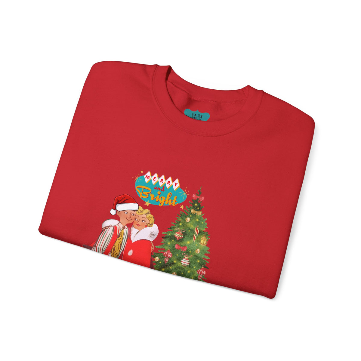 Festive Merry & Bright Crewneck Sweatshirt for Holiday Cheer - Mid Century Modern Gal