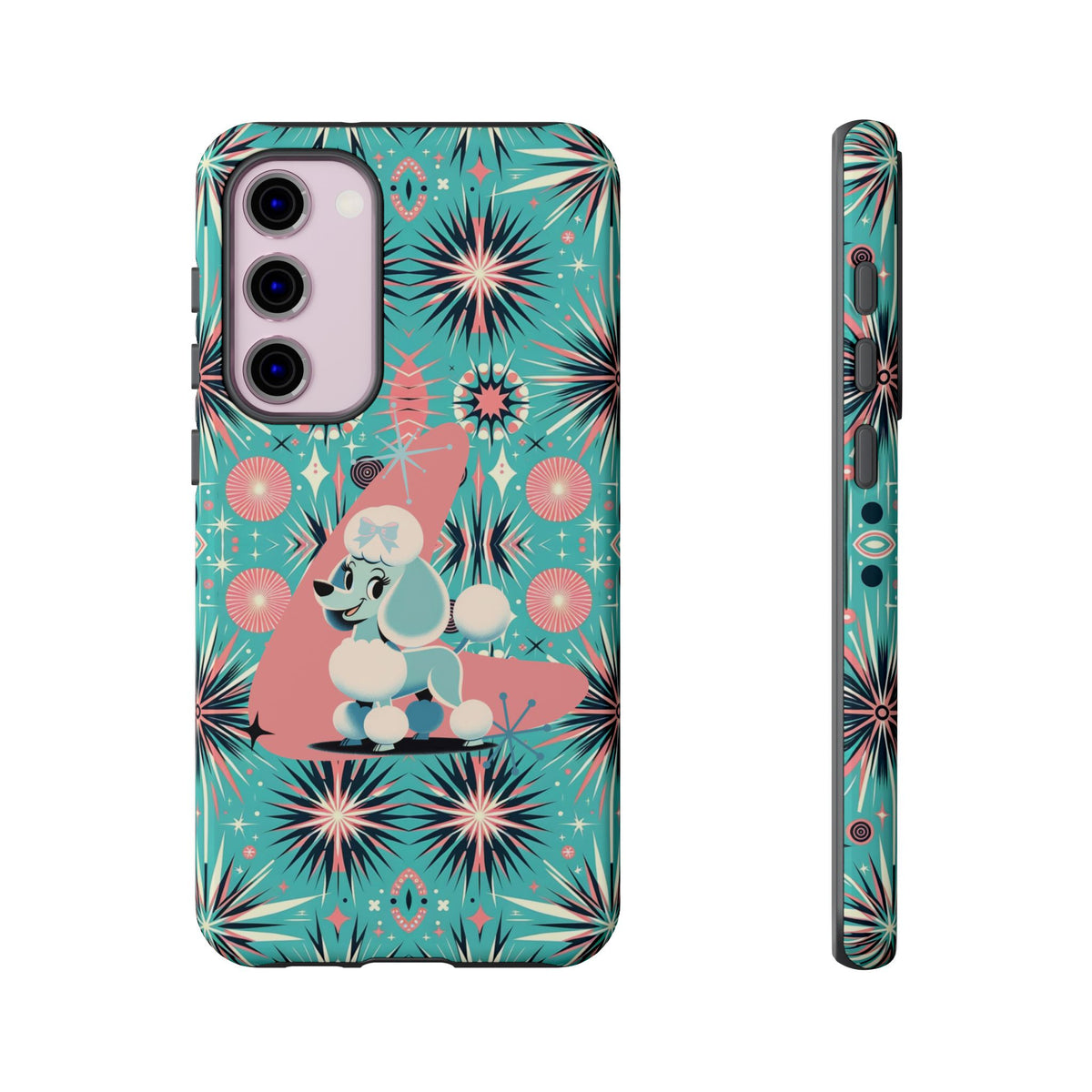 1950s Mid Century Modern Atomic Pink, Poodle Retro Smart Phone Tough Cases