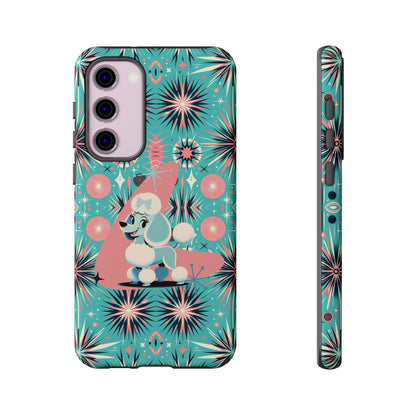 1950s Mid Century Modern Atomic Pink, Poodle Retro Smart Phone Tough Cases