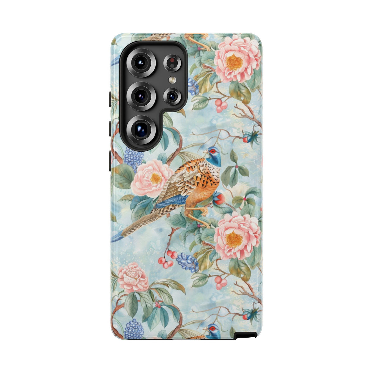 Chinoiserie Designed Floral Pheasant Phone Case with Bird Design