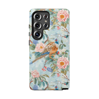 Chinoiserie Designed Floral Pheasant Phone Case with Bird Design