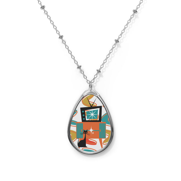 Atomic Cat Atomic Retro MCM  Oval Necklace