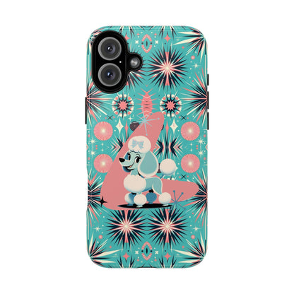 1950s Mid Century Modern Atomic Pink, Poodle Retro Smart Phone Tough Cases