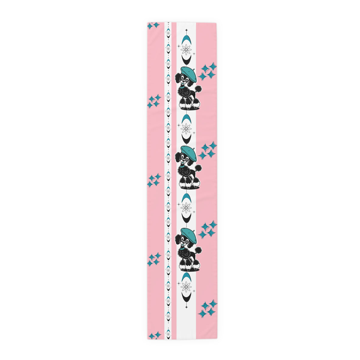 Atomic Poodle Mid Century Modern Pink Whimsical Cosmic Table Runner - Mid Century Modern Gal