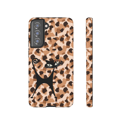 Mid Century Modern Atomic Cat, Animal Print Kitschy Trendy Smart Phone Tough Cases