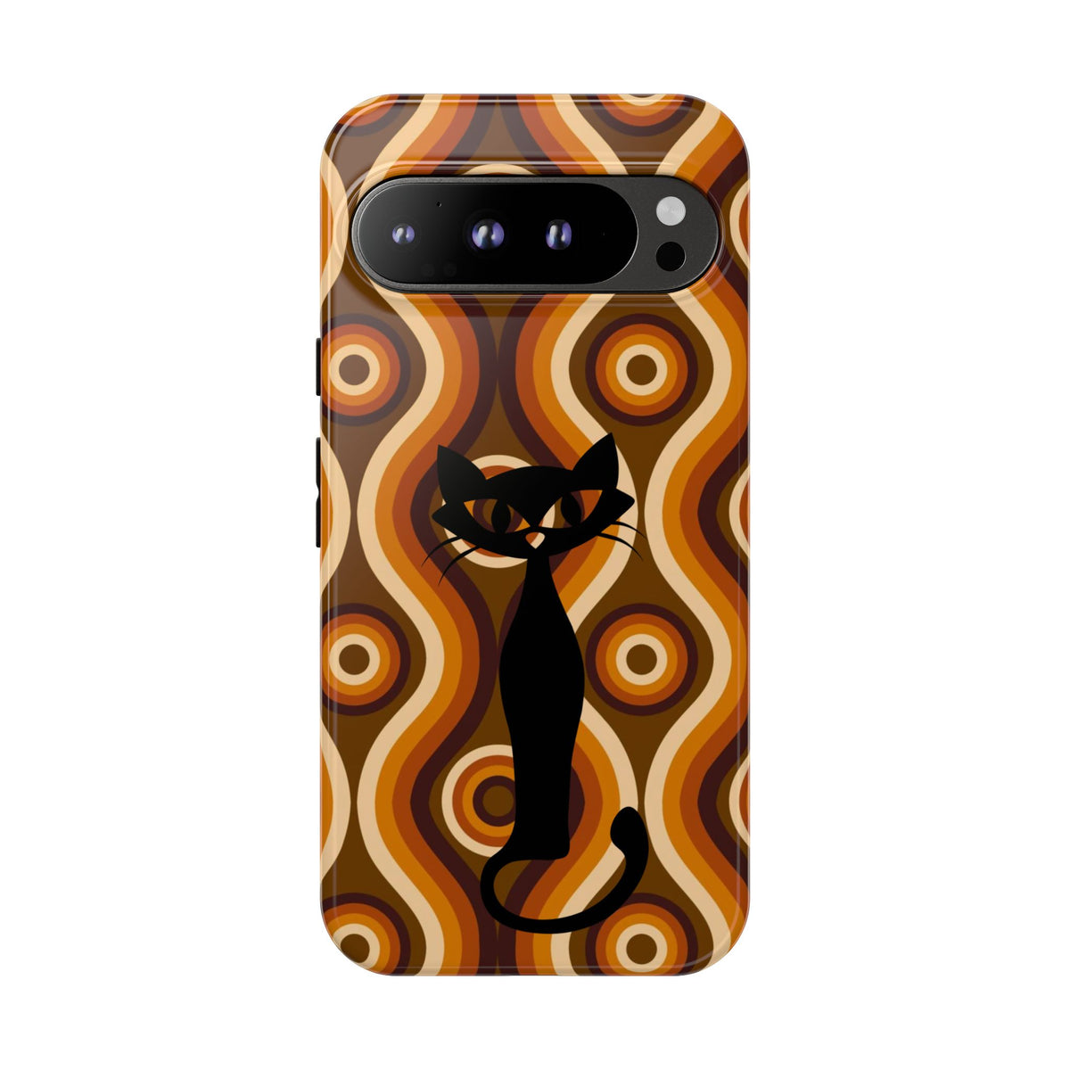 Retro Phone Case, Groovy Brown, Atomic Kitsch Cat Tough Smart Phone Cases