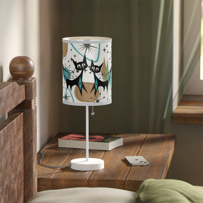 Mid Century Modern Table Lamp, Atomic Kitschy Cats, Starbursts Boomerang Themed Table Lamp - Mid Century Modern Gal