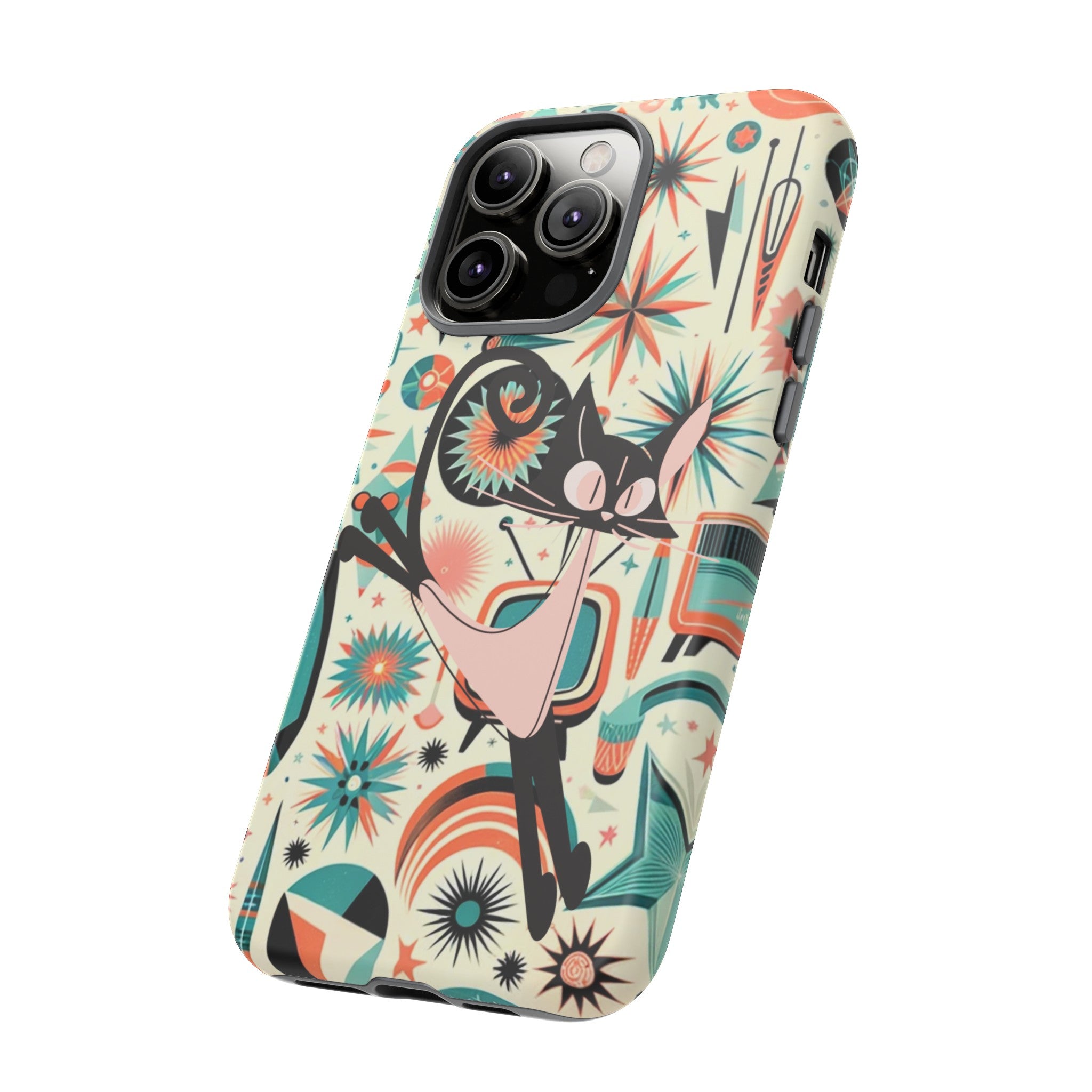 Atomic Kitty Boomerang Space Kitty Mid Century Modern Samsung, Smart Phone, Tough Cases