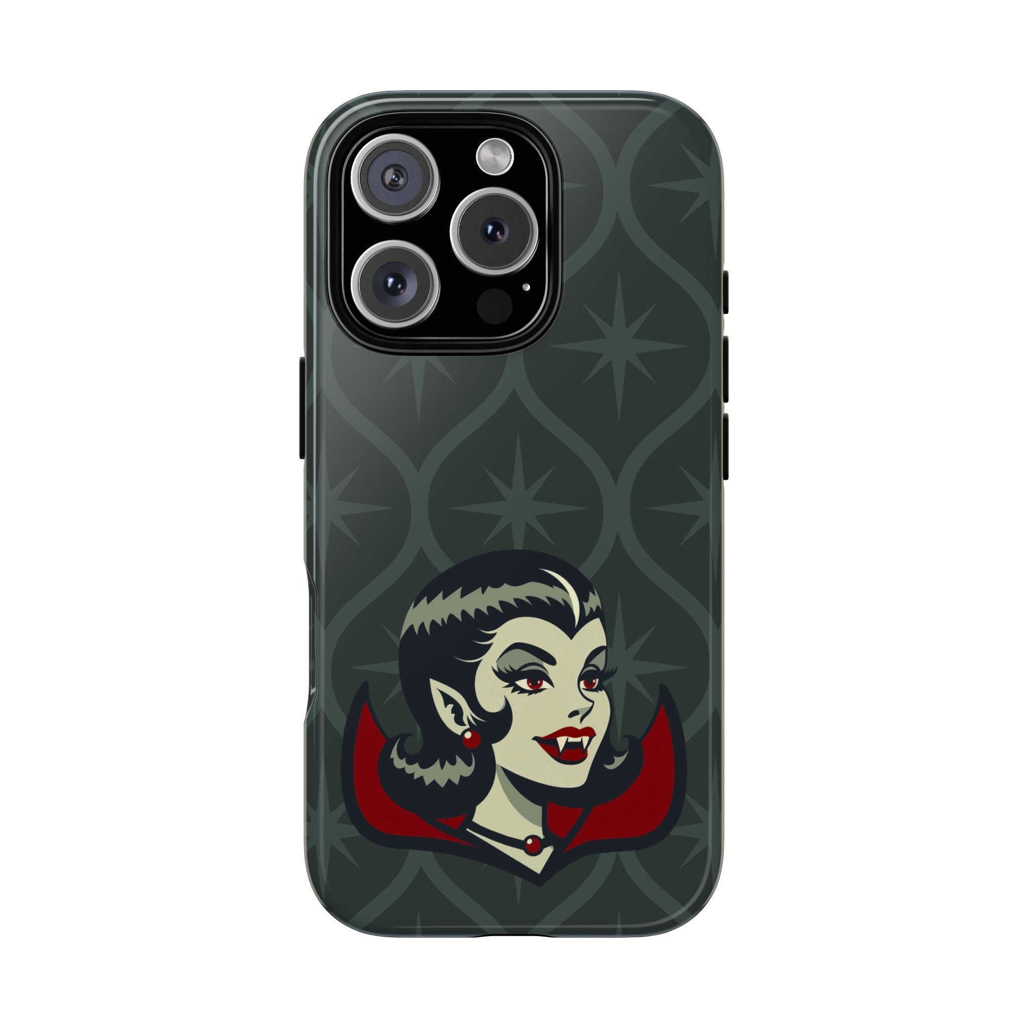 Vampire Dracula Girl Halloween Goth Horror Buff MCM Green Tough Phone Case
