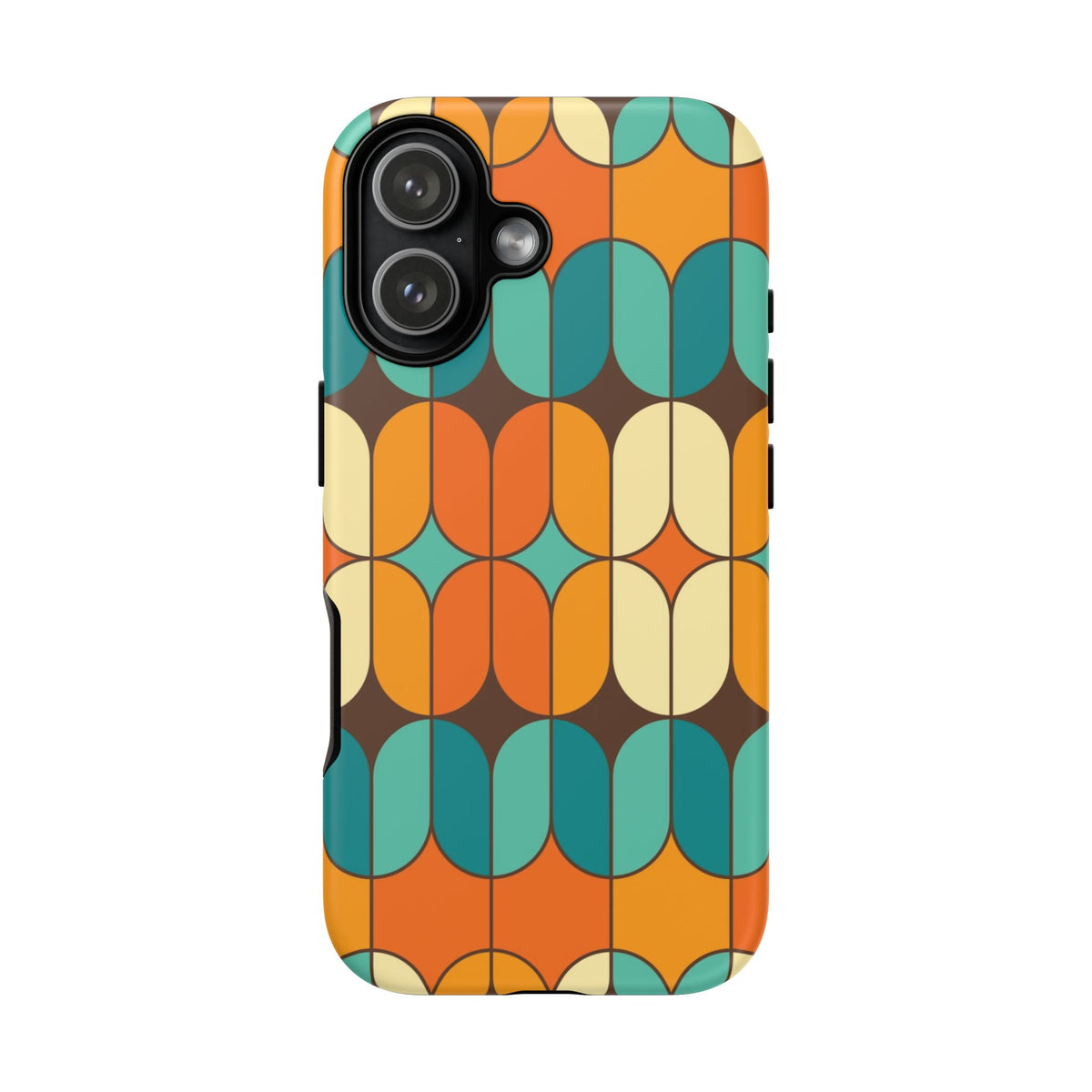 Mid Century Modern Orange, Teal Geometric Mod Designed Tough Phone Case