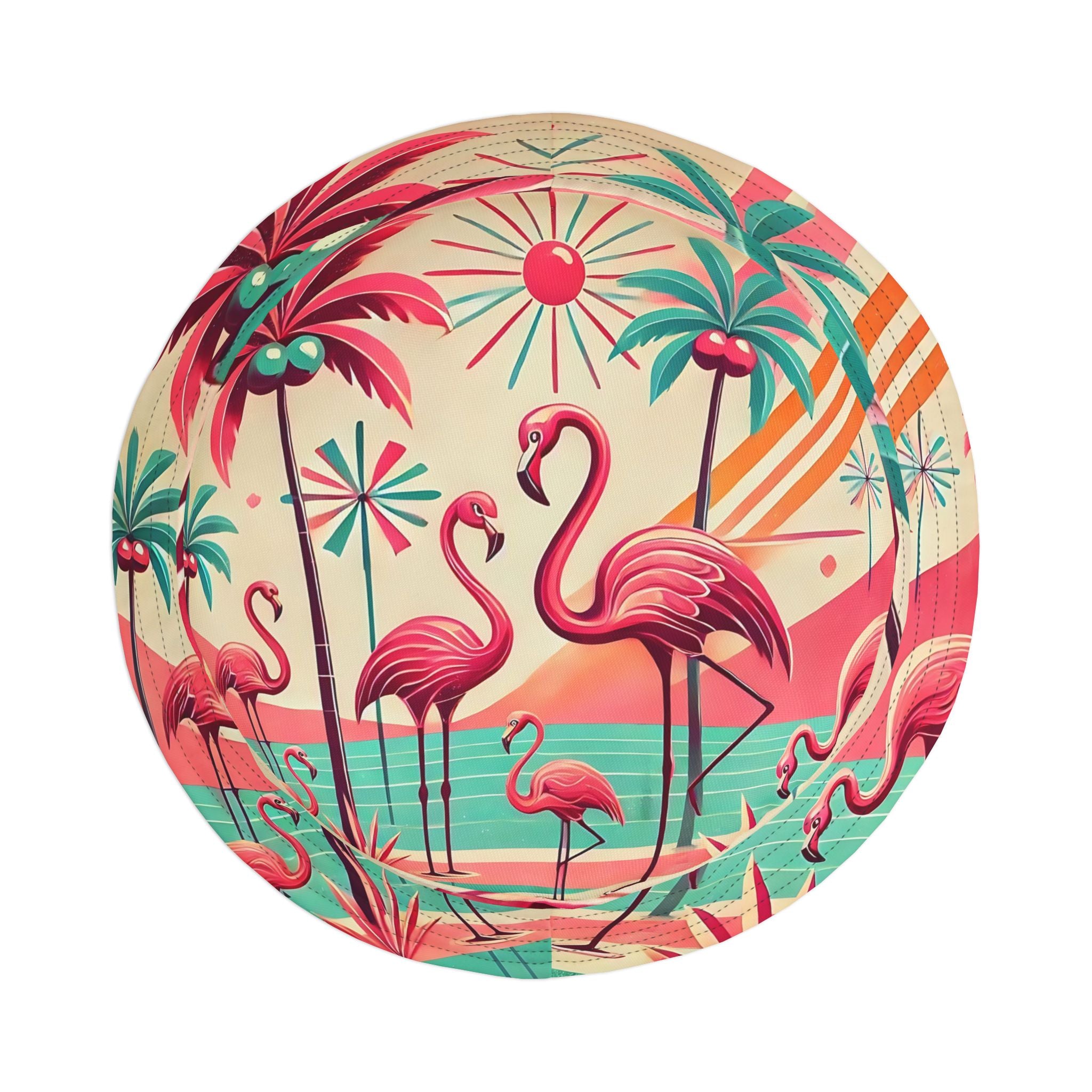 50s Flamingo Kitschy Bucket Hat, Unisex, Mod Retro Apparel