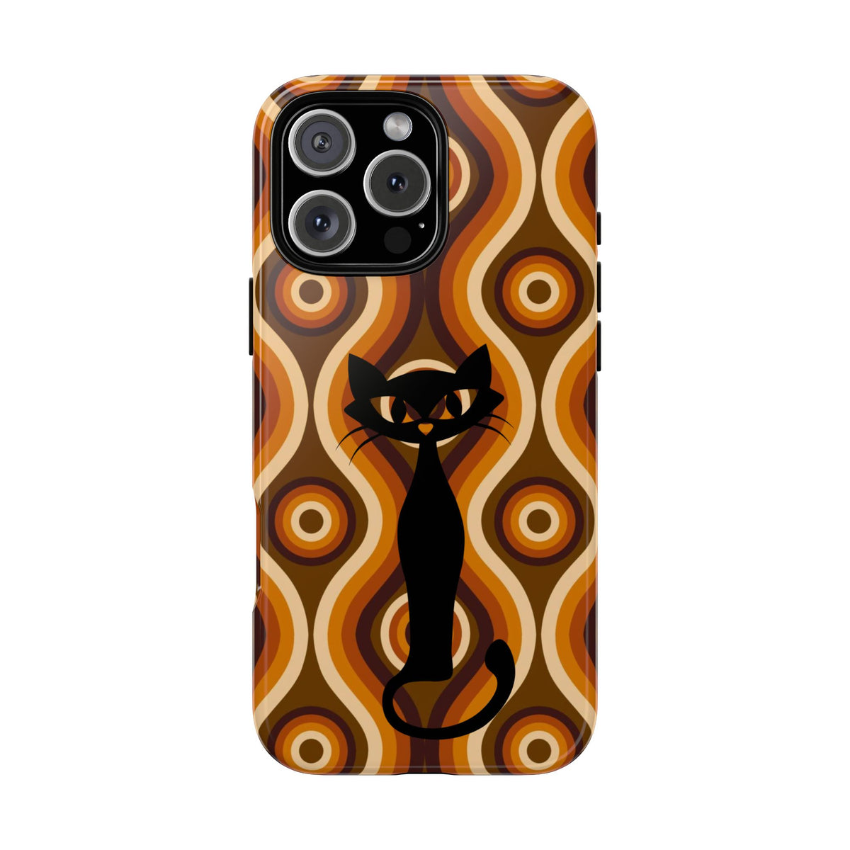 Retro Phone Case, Groovy Brown, Atomic Kitsch Cat Tough Smart Phone Cases