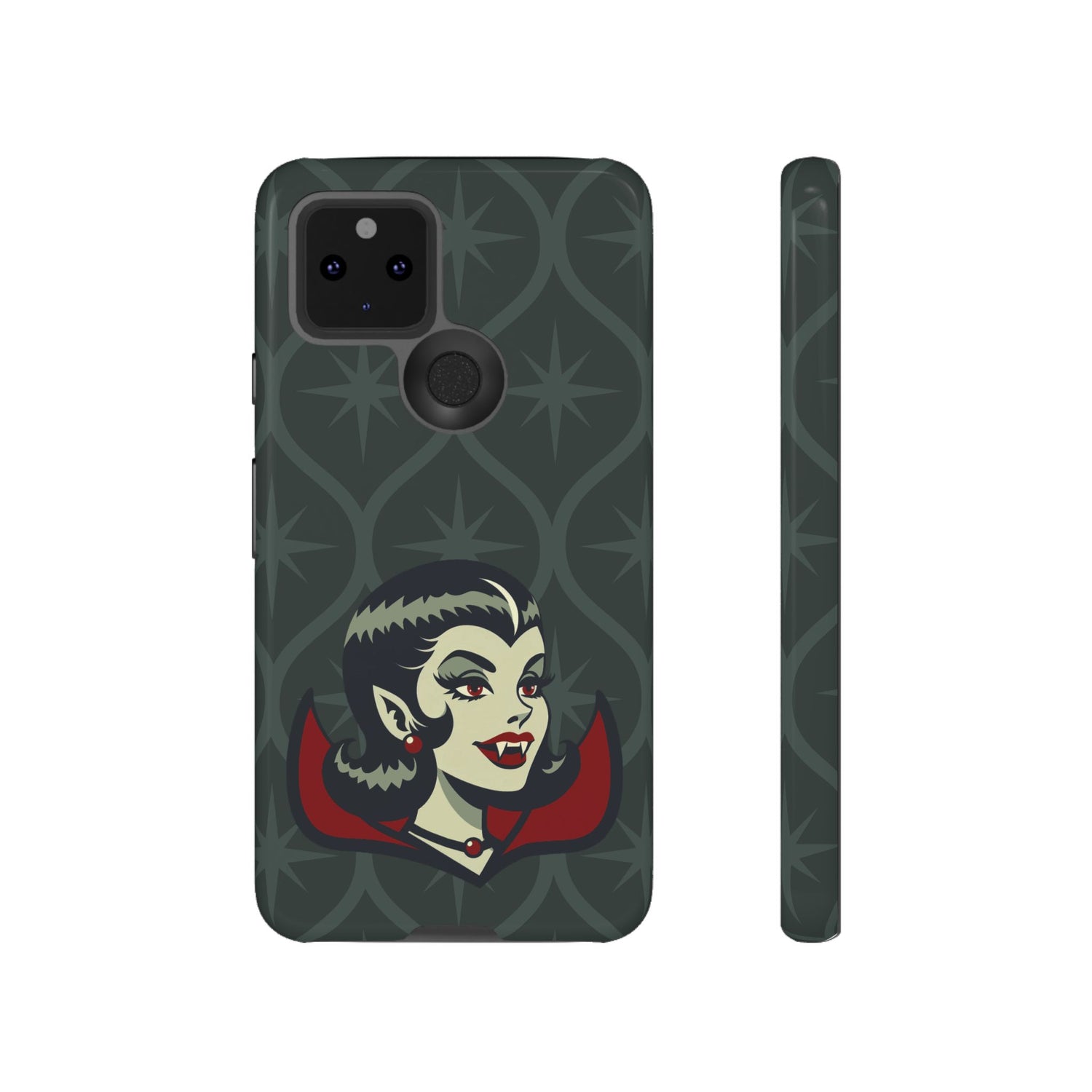 Vampire Dracula Girl Halloween Goth Horror Buff MCM Green Tough Phone Case - Mid Century Modern Gal
