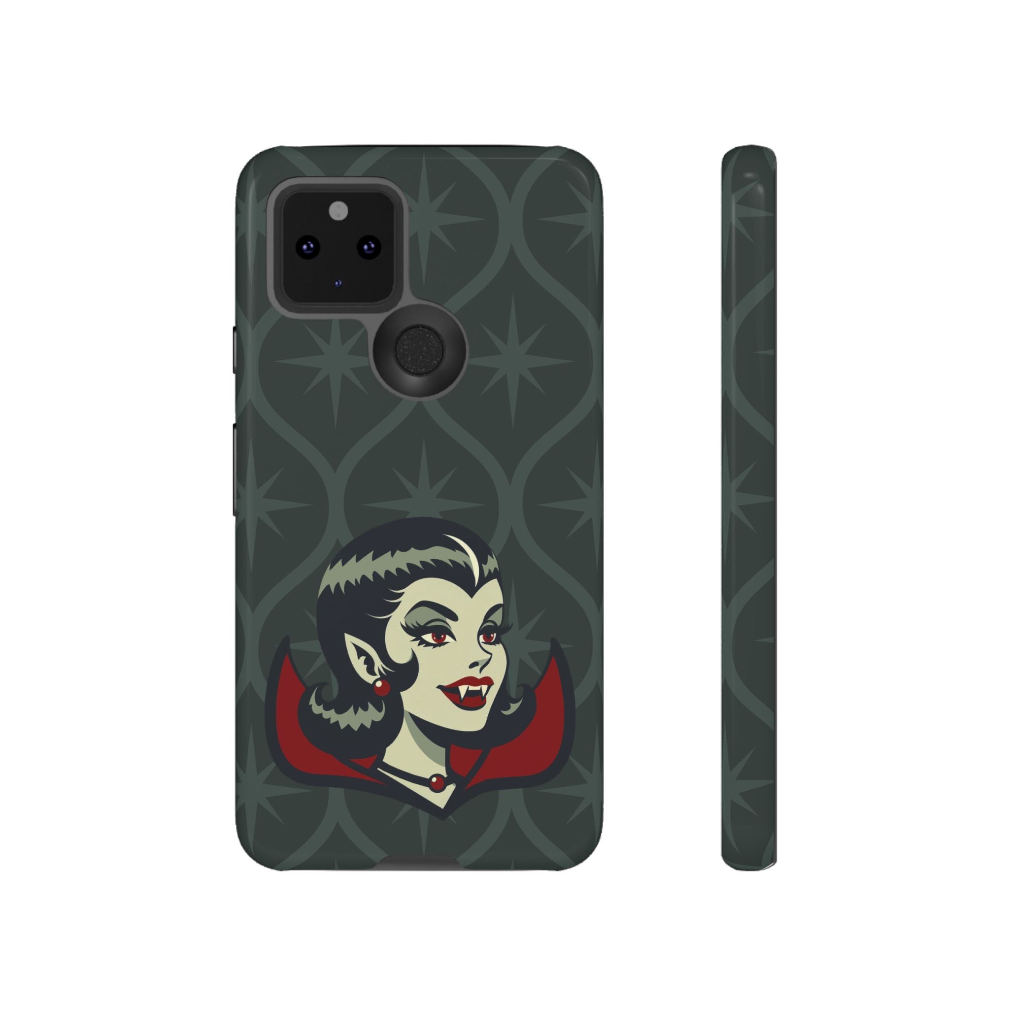 Vampire Dracula Girl Halloween Goth Horror Buff MCM Green Tough Phone Case - Mid Century Modern Gal