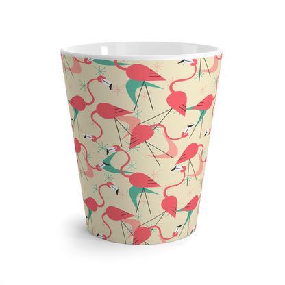 Retro Flamingo, Kitschy Mid Mod Palm Springs California Tropical Flamingo Latte Mug - Fun Summer Vibes for Coffee Lovers - Mid Century Modern Gal
