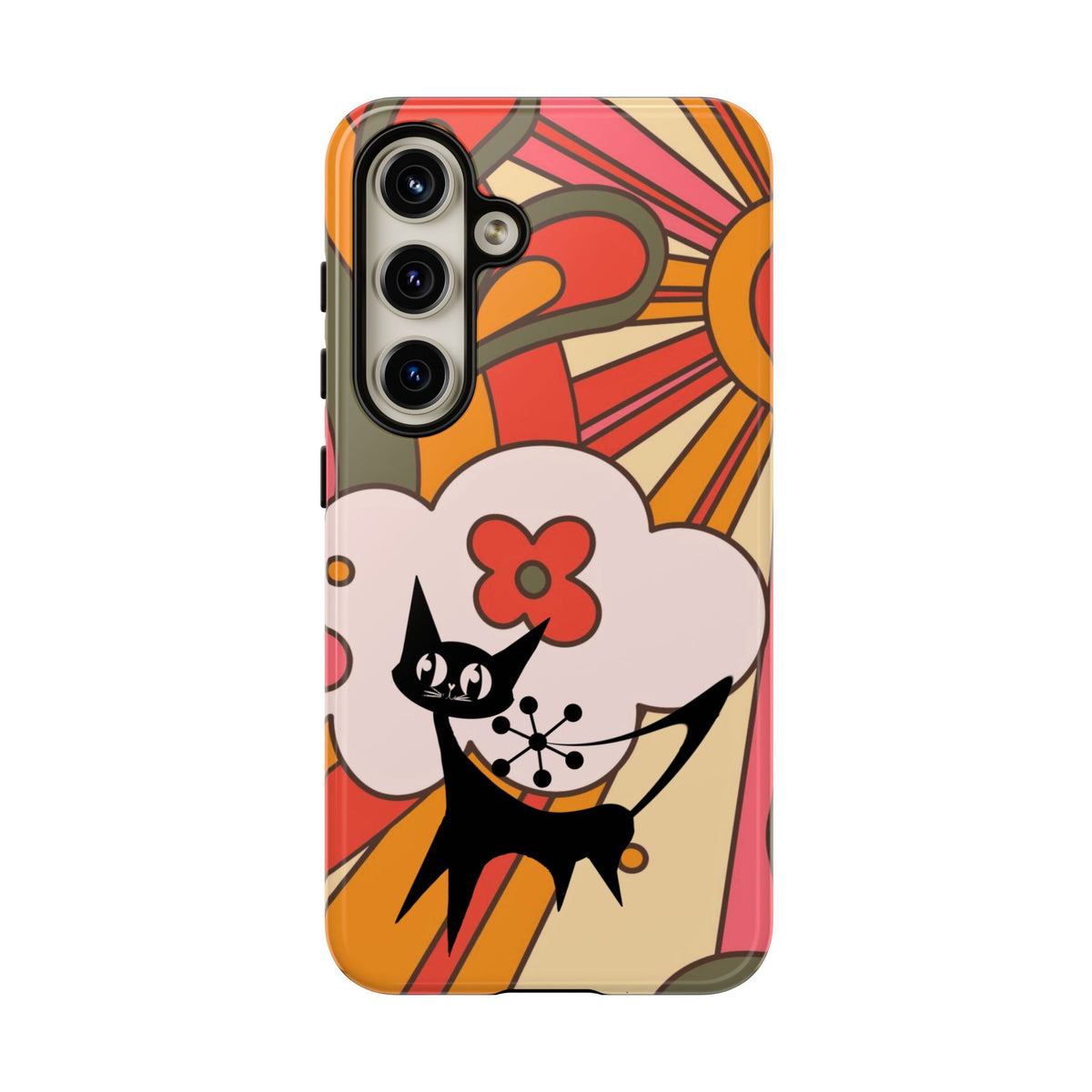 Atomic Cat, Retro Sunburst, Groovy Mod Smart Phone Tough Phone Cases