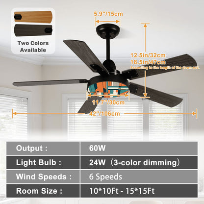 Mid Mod Retro Ceiling Fan With Light, Teal, Orange Groovy Mod Ceiling Fan - Mid Century Modern Gal