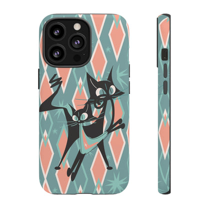 Mid Mod Atomic Cat Kitschy Retro Chic Samsung, Smart Phone Tough Cases