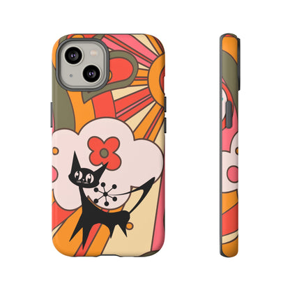 Atomic Cat, Retro Sunburst, Groovy Mod Smart Phone Tough Phone Cases - Mid Century Modern Gal