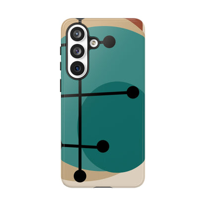 Mid Century Mod, Geometric, Retro Beige Teal Blue, Smart Phones Tough Phone Cases