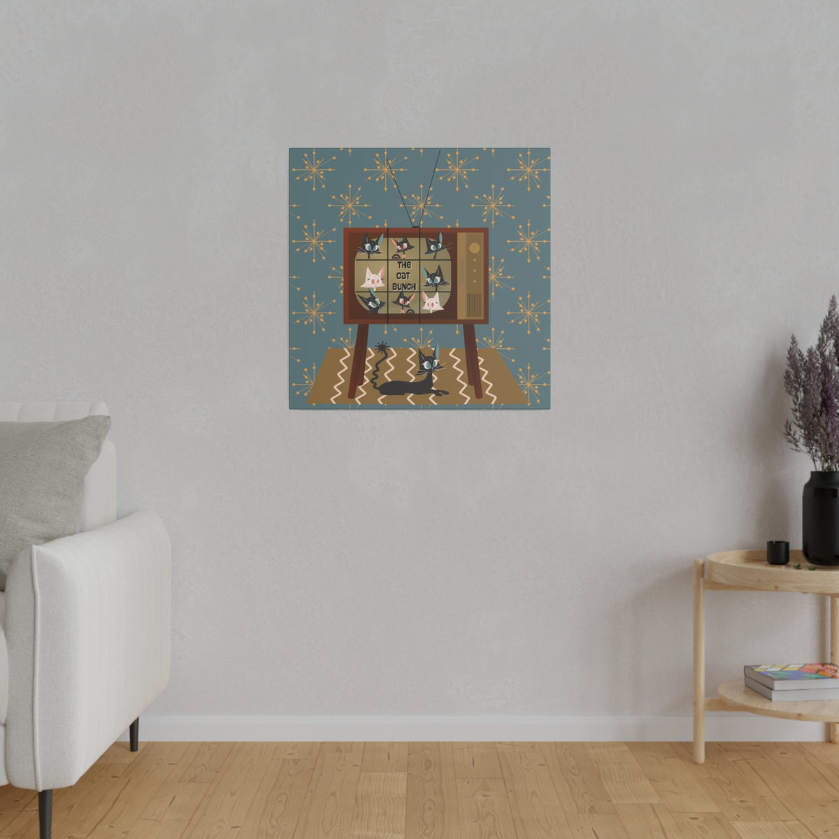 Atomic Cat, Mid Century Modern Wall Art, TV Show, Kitschy Cute, Black Cat Lover Wall Art - Mid Century Modern Gal