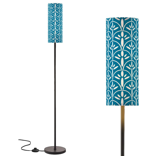 Art Deco Colorful Abstract Floor Lamp | Blue And White Mid Century Modern Lighting