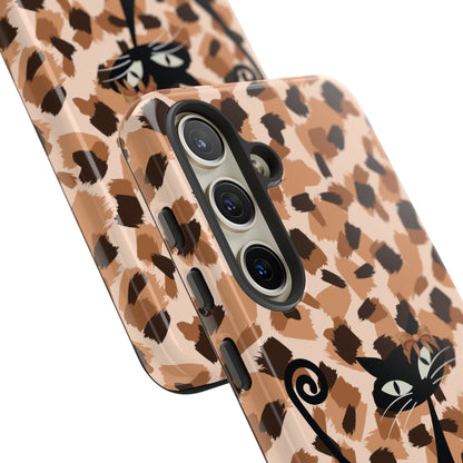 Mid Century Modern Atomic Cat, Animal Print Kitschy Trendy Smart Phone Tough Cases