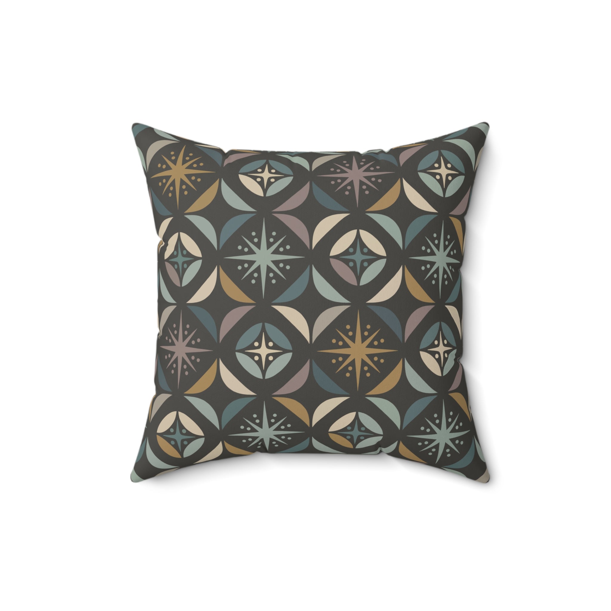 Mid Century Modern Elegant Gray Geometric Starburst Pillow Cover and Insert - Mid Century Modern Gal