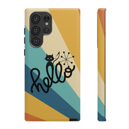 Atomic Groovy Cat, Retro, Kitschy, Hello Starburst, Mid Mod Smart Phone Tough Phone Cases - Mid Century Modern Gal