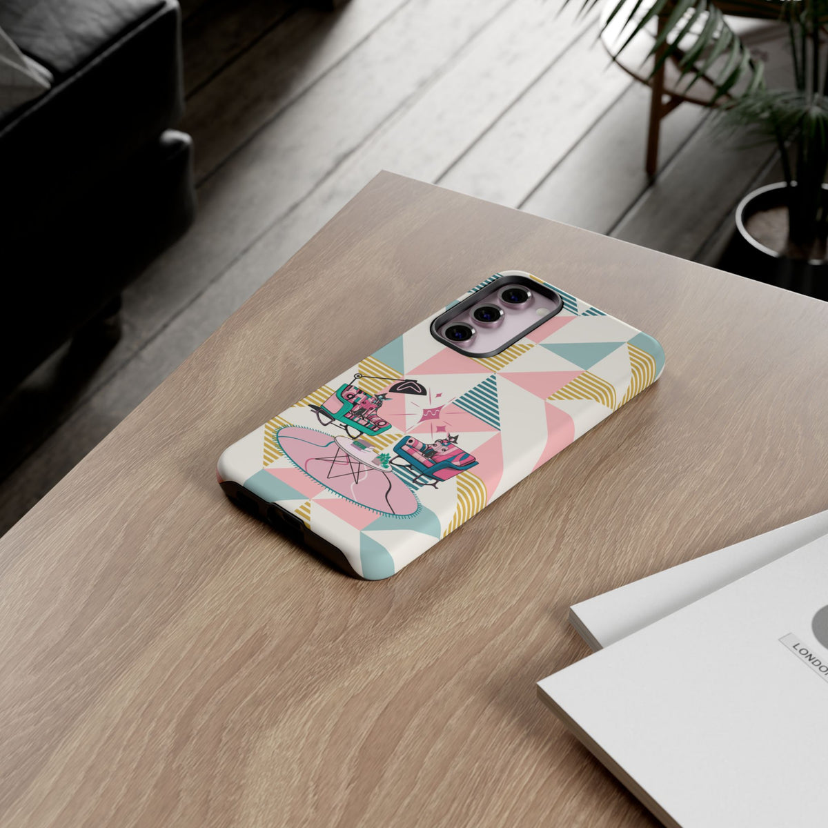 Atomic Cats Reading, Book Talk, Book Lover, Retro Chic Phone Case with Retro Vibe - Cozy Living Room Design