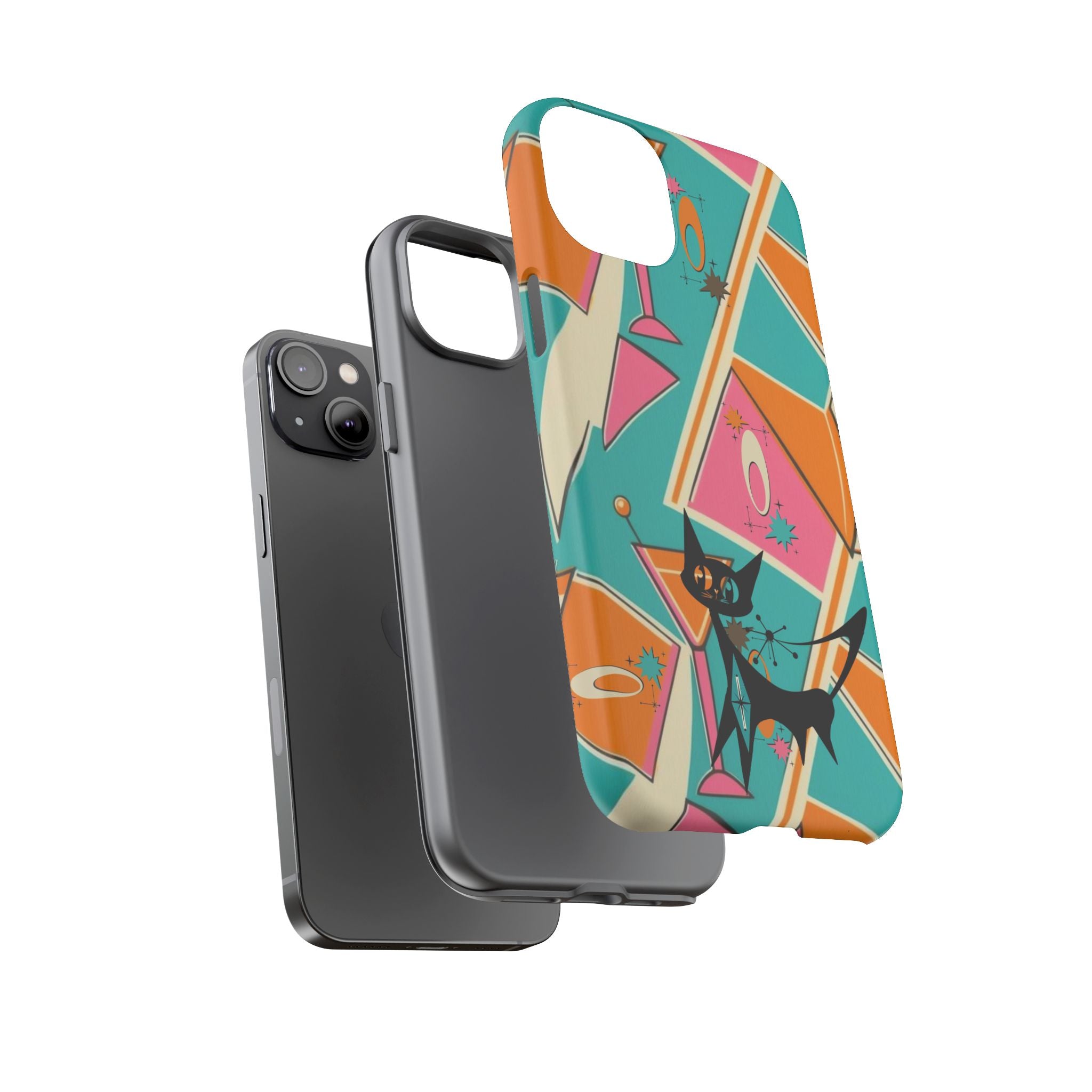 Atomic Cat Mid Mod Retro Cat Phone Case - Tough Cases for Stylish Cat Lovers