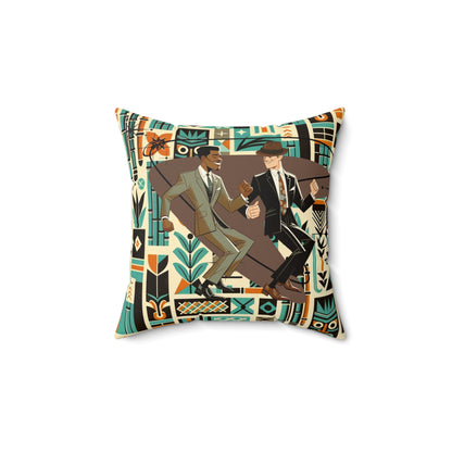 Mod Men Tiki Lounge Palm Springs Cali, Retro Mod Dance Vibe Pillow - Mid Century Modern Gal