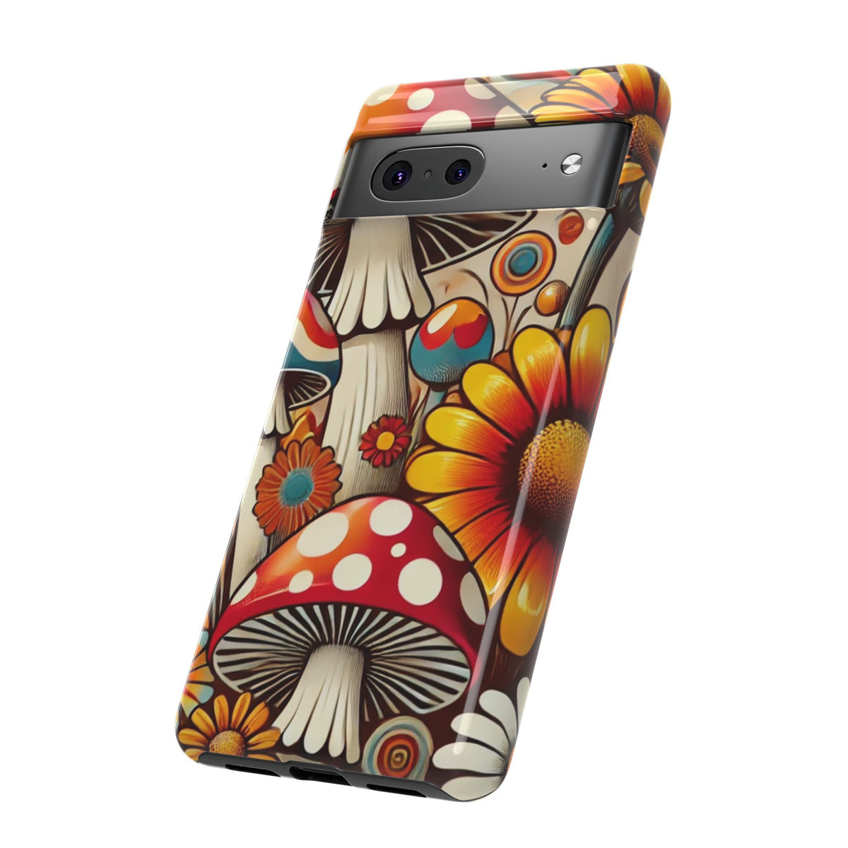 Colorful Mushroom Flower Phone Case - Boho Chic Design
