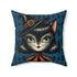 Vintage Halloween Black Cat Sexy Sexton Mid Century Modern Blue Pillow Cover and Insert - Mid Century Modern Gal