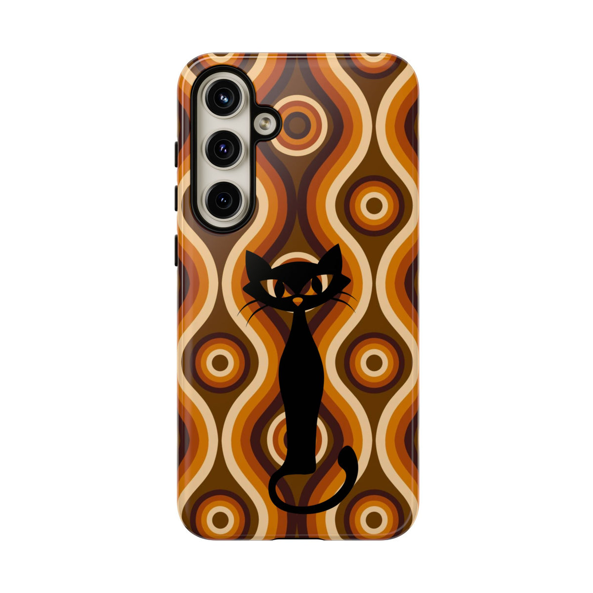 Retro Phone Case, Groovy Brown, Atomic Kitsch Cat Tough Smart Phone Cases