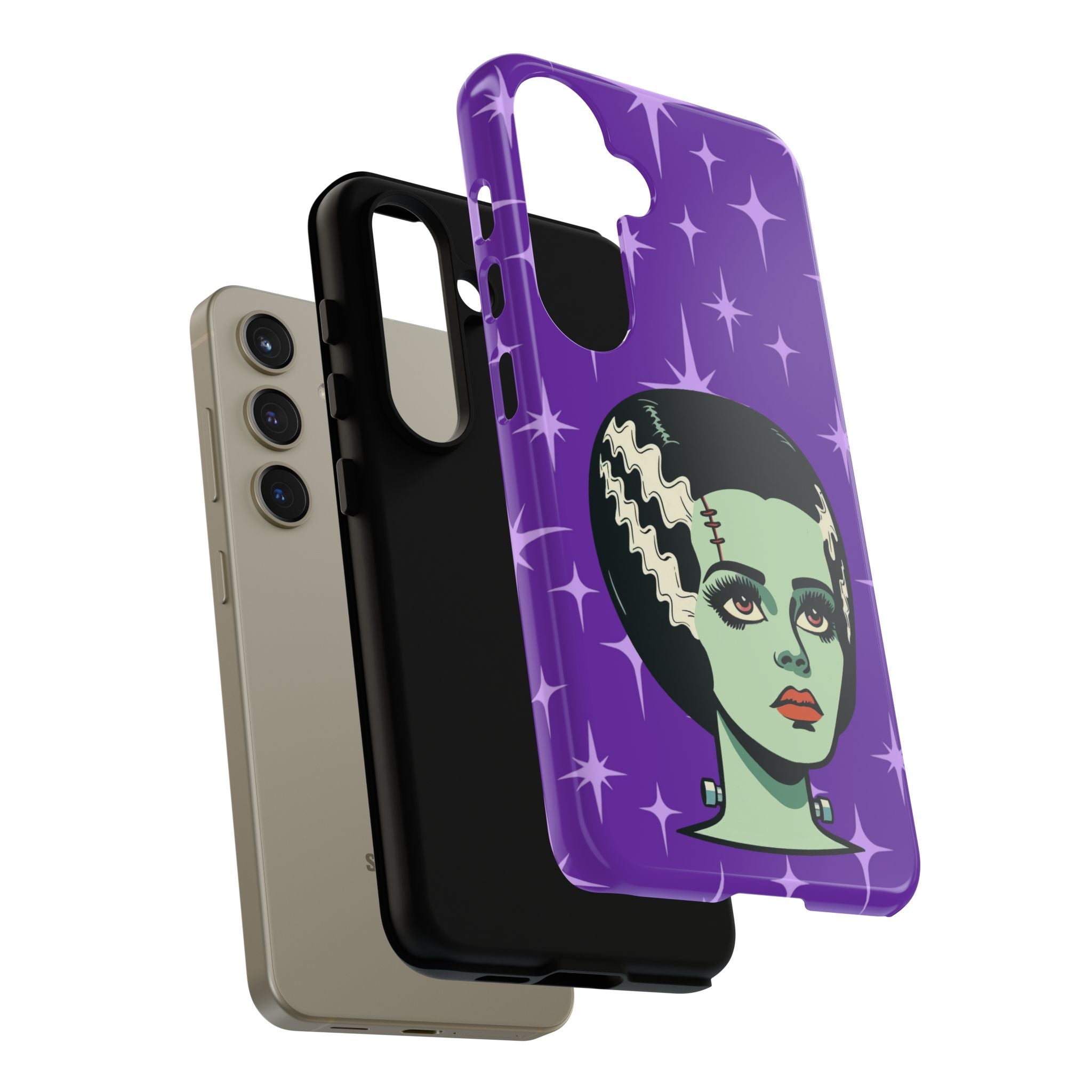 Bride of Frankenstein Retro Mid Mod Horror Buff Purple Halloween Tough Phone Case
