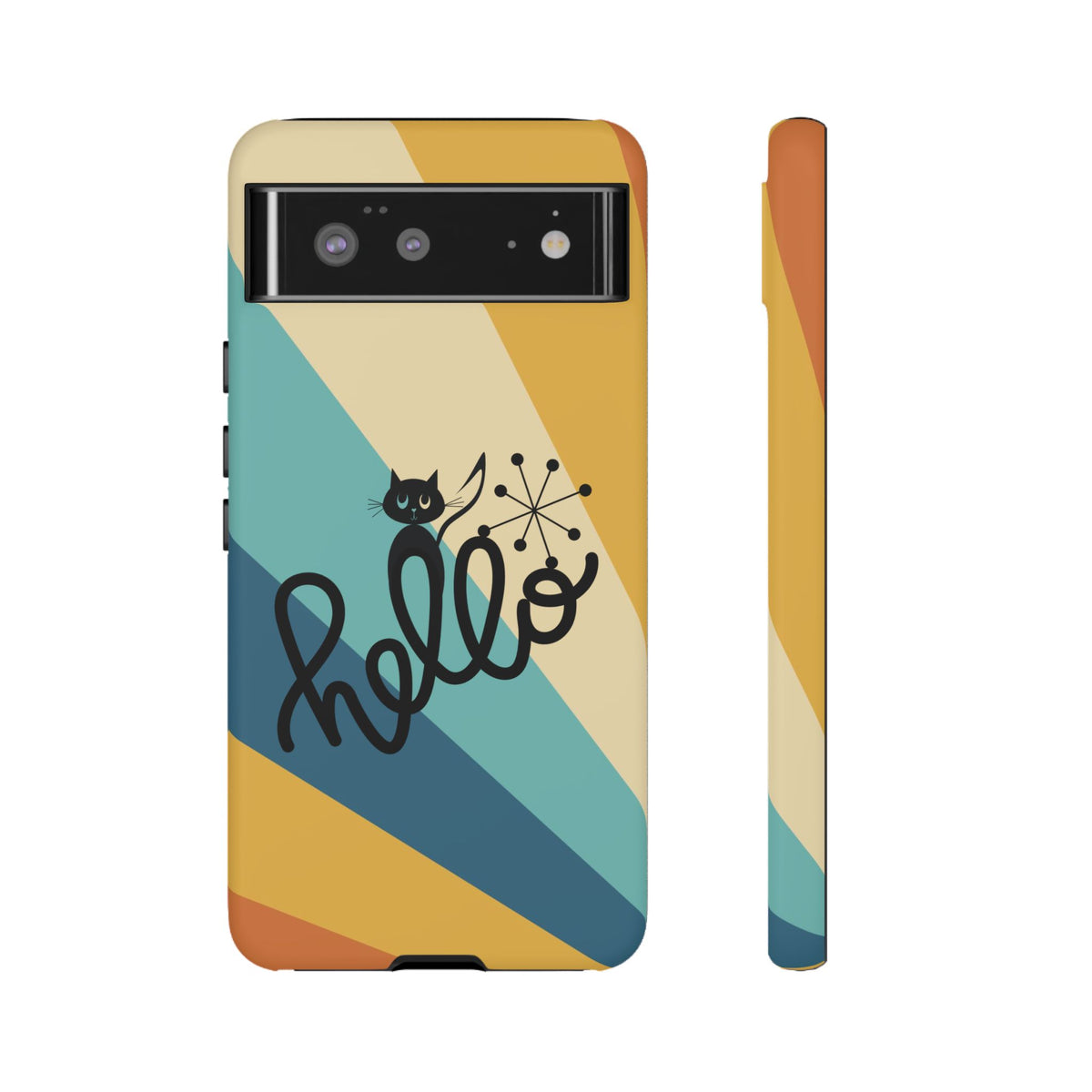 Atomic Groovy Cat, Retro, Kitschy, Hello Starburst, Mid Mod Smart Phone Tough Phone Cases - Mid Century Modern Gal