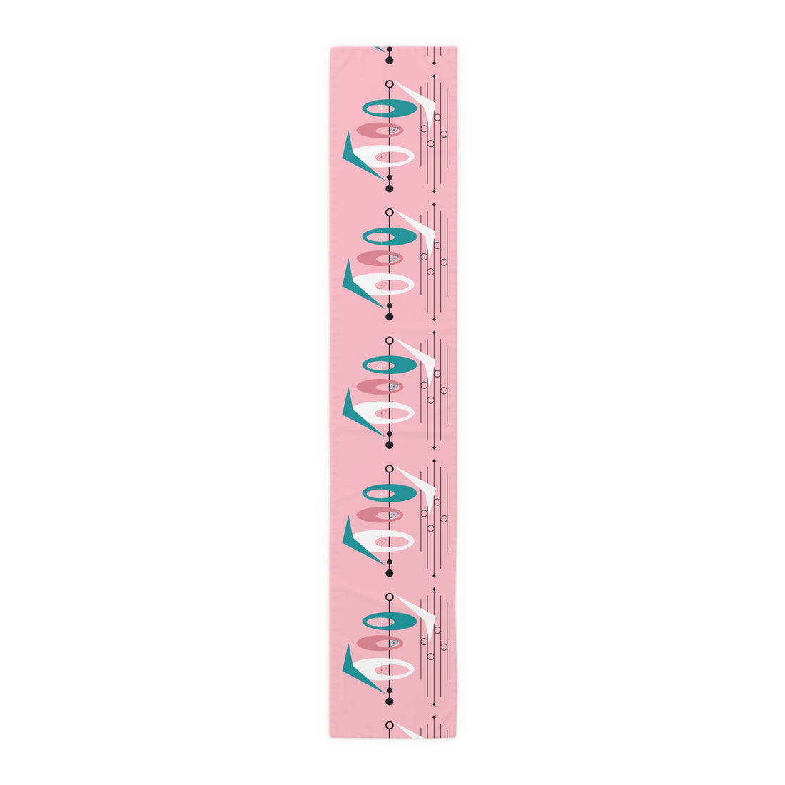 Atomic Pink, Teal Mid Century Modern Abstract Table Runner - Mid Century Modern Gal