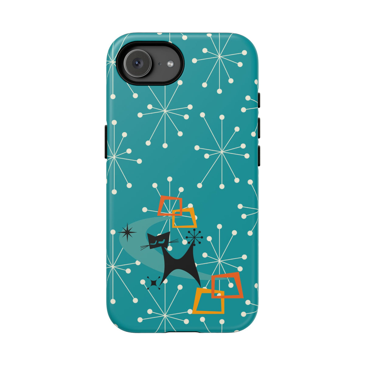Atomic Space Cat, Starburst Blue, Retro Groovy Smart Phone Tough Phone Cases