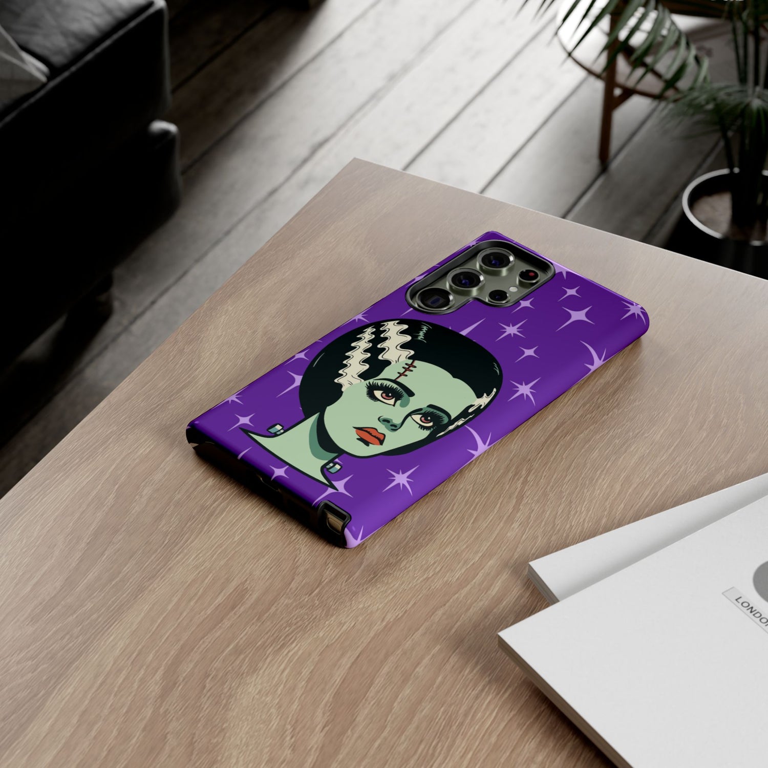 Bride of Frankenstein Retro Mid Mod Horror Buff Purple Halloween Tough Phone Case