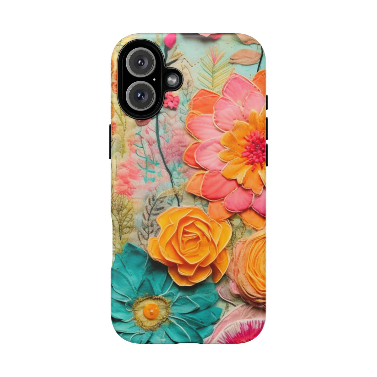 Boho Retro Floral Faux Pressed Flowers Smart Phone Tough Phone Cases