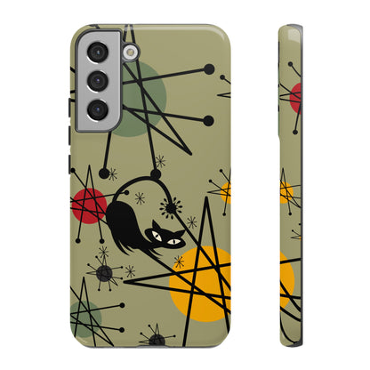 Mid Century Modern Atomic Cat, Retro Chic Groovy Mod Samsung, Smart Phone Tough Cases